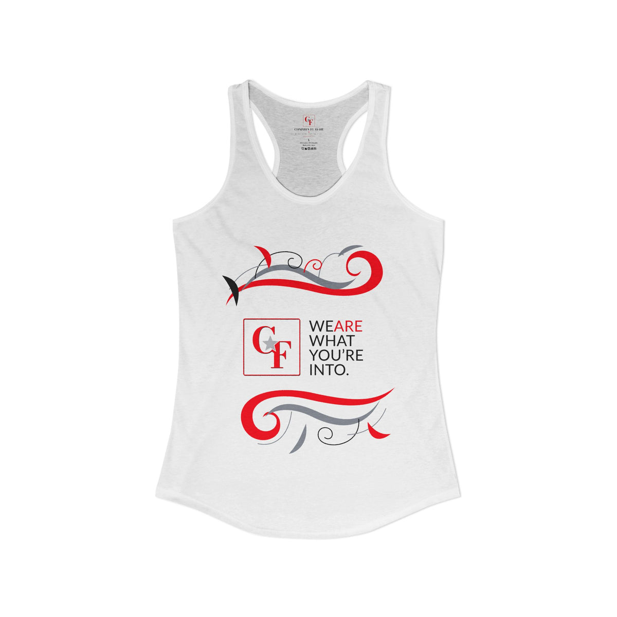 CF Originals "We Are What You're Into" Flowing Twist Racerback Tank