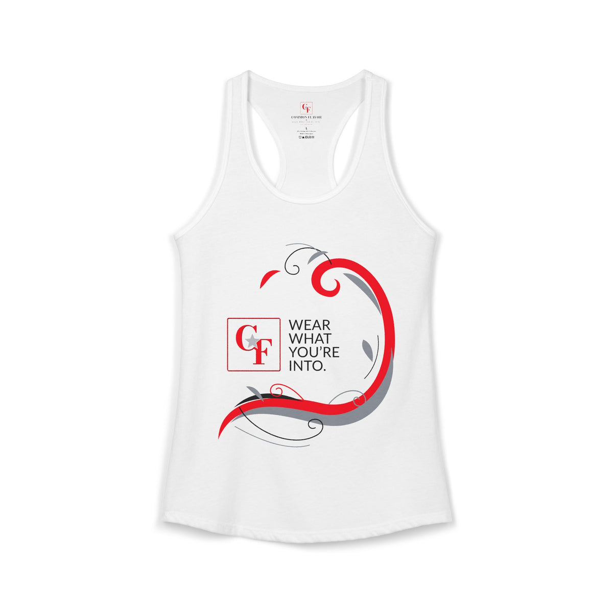 Common Flavor Originals "Wear What You're Into" Side Sweep Racerback Tank