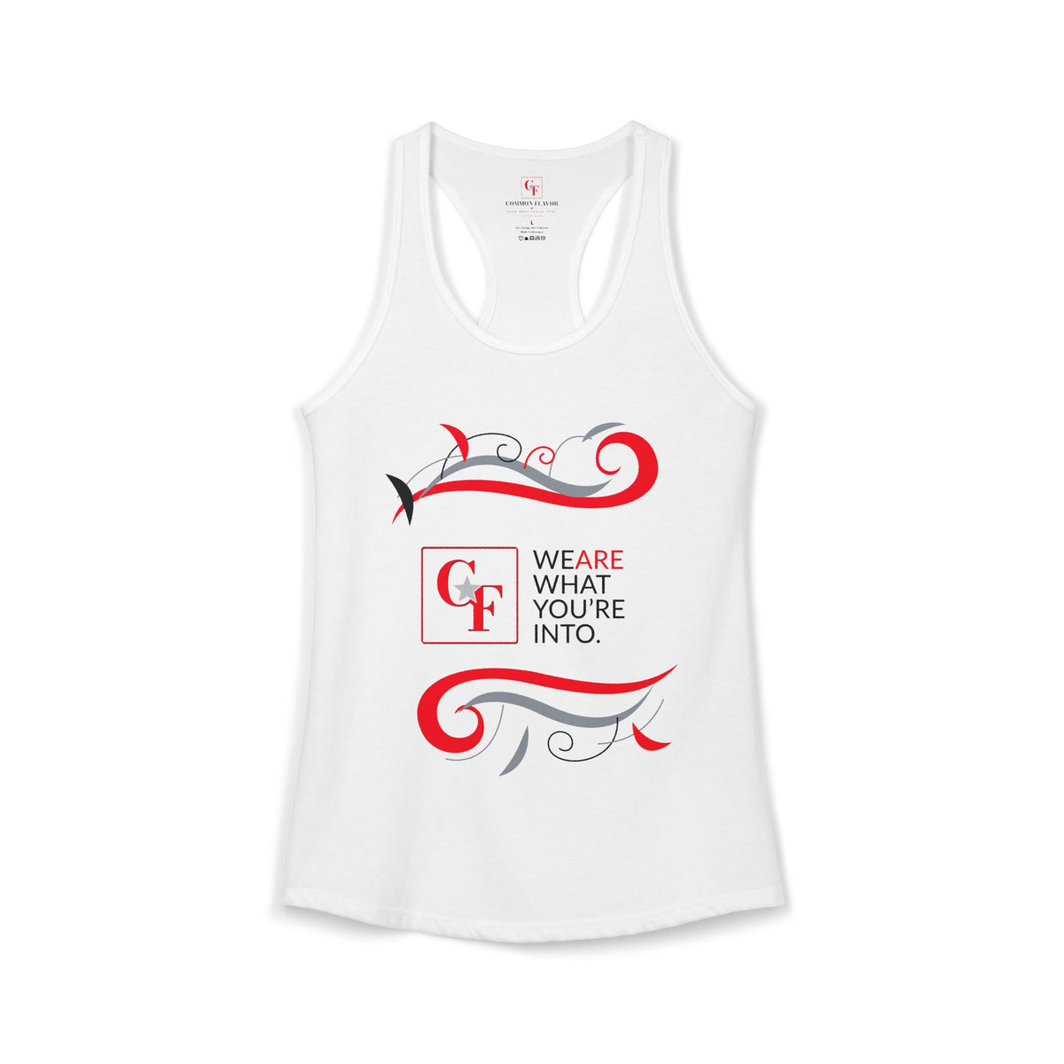 CF Originals "We Are What You're Into" Flowing Twist Racerback Tank
