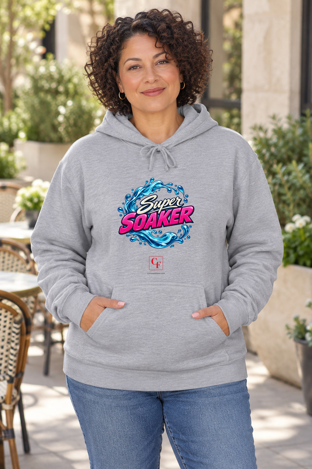 Super Soaker Hoodie in Sport Grey on a model outdoors — Common Flavor