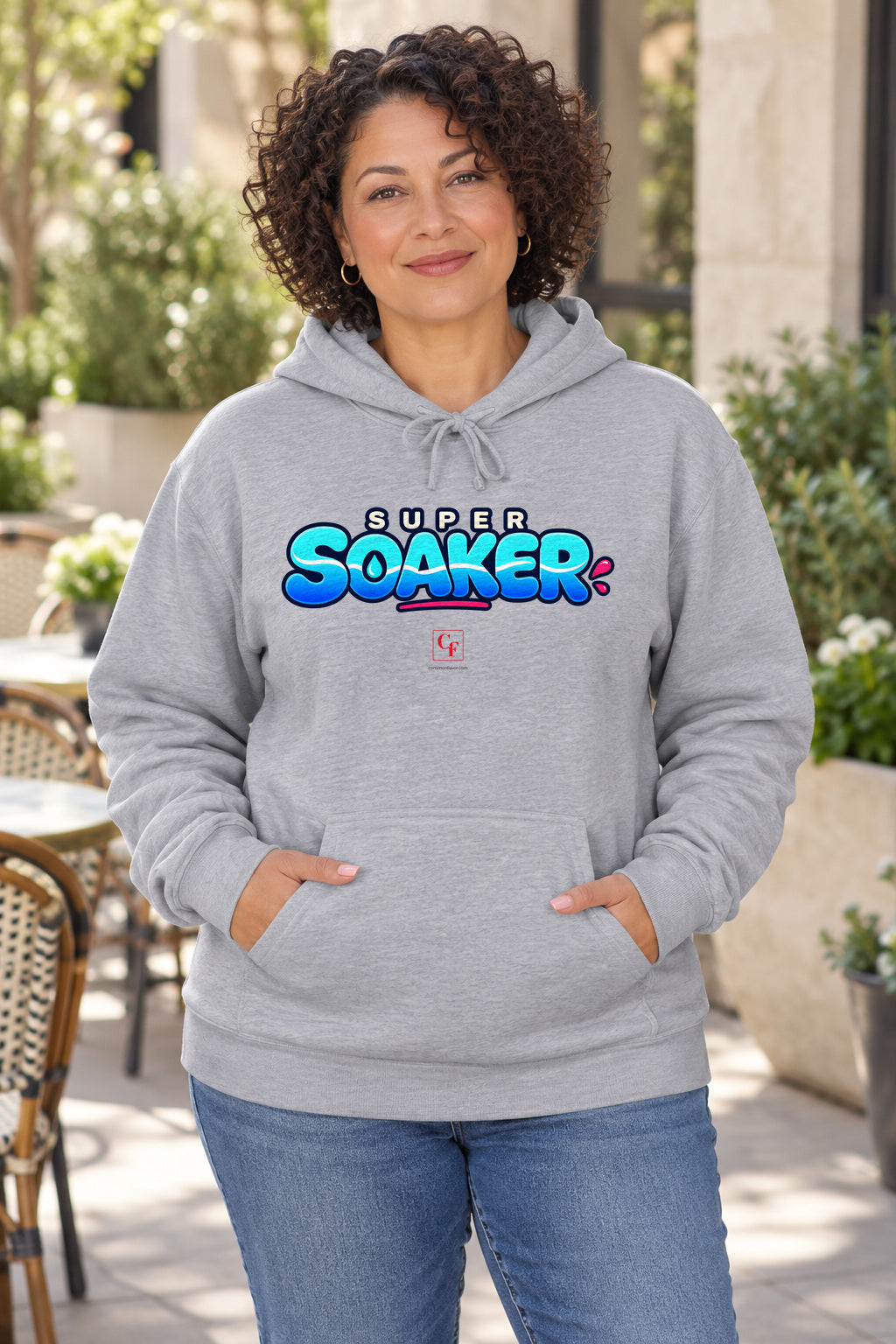 Super Soaker Variation Hoodie in Sport Grey on a model outdoors — Common Flavor